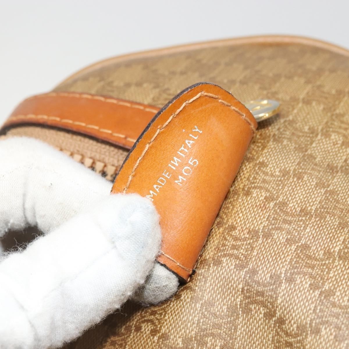 Celine Vintage Macadam Handbag Canvas and Leather, Beige, Canvas, Handbag