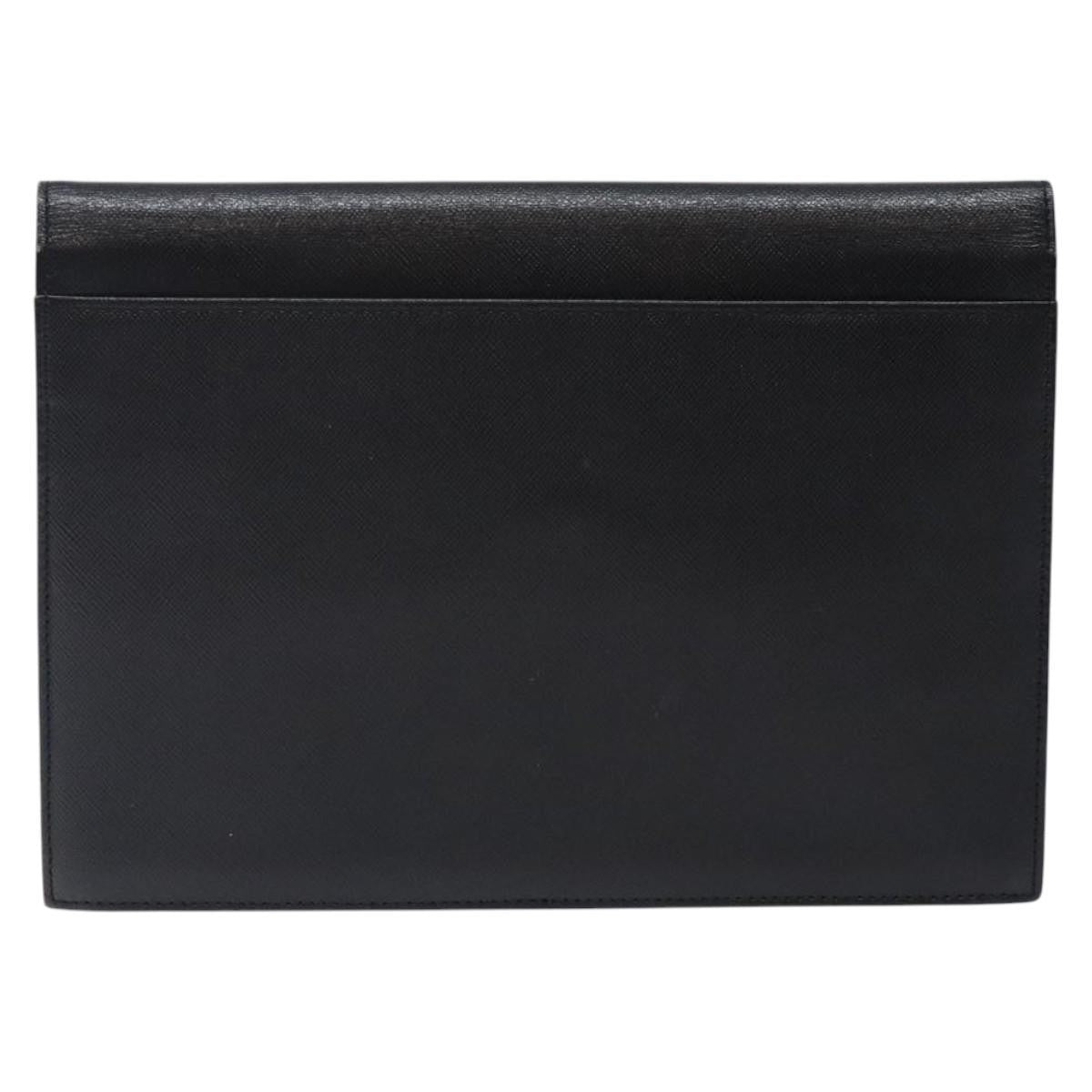 Saint Laurent Vintage Envelope Flap Clutch Leather, BLACK, LEATHER, Clutche & pouche