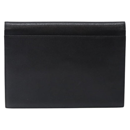 Saint Laurent Vintage Envelope Flap Clutch Leather, BLACK, LEATHER, Clutche & pouche