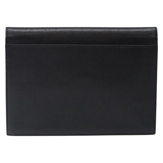 Saint Laurent Vintage Envelope Flap Clutch Leather, BLACK, LEATHER, Clutche & pouche