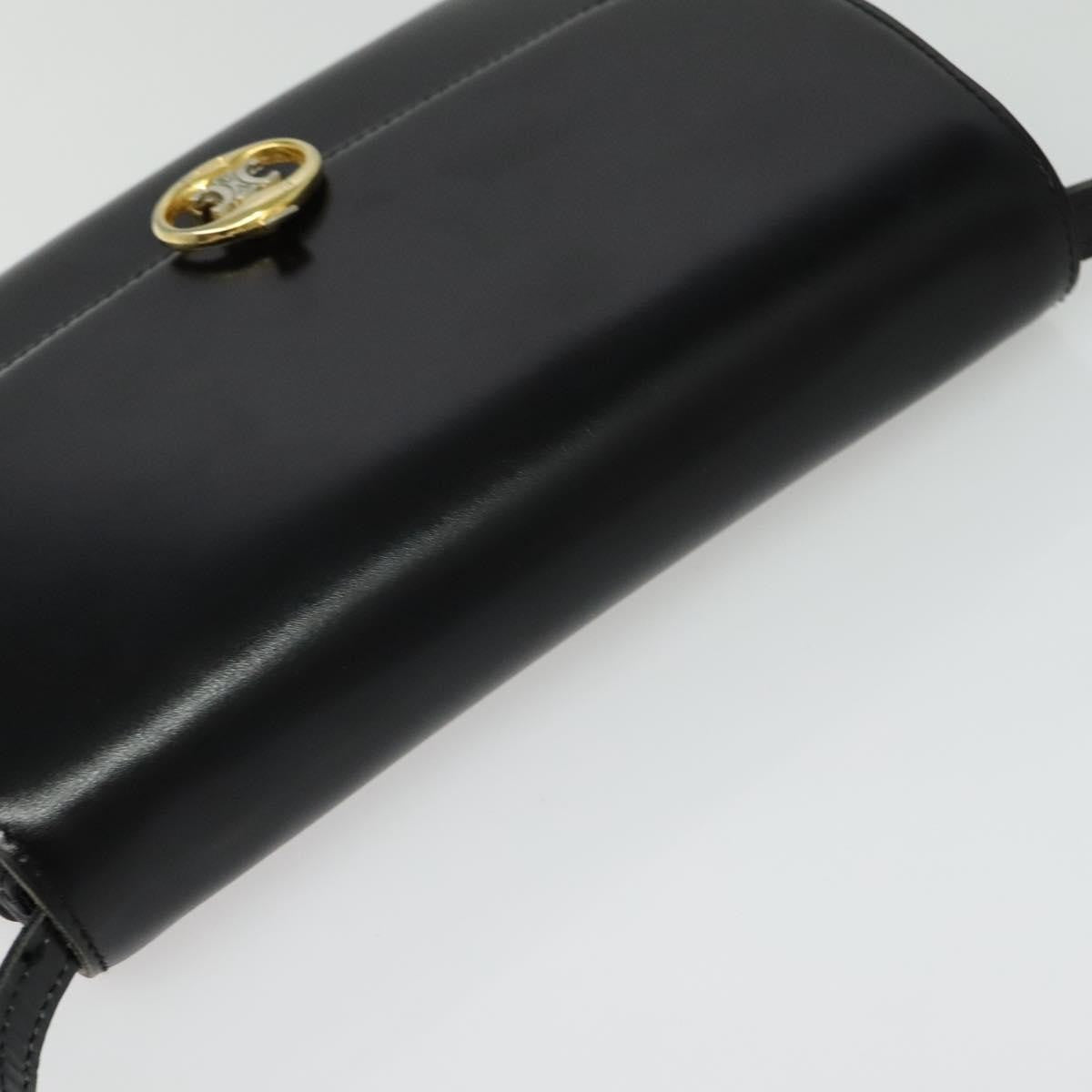 Celine Vintage Triomphe Flap Bag Leather, BLACK, LEATHER, Shoulder bag