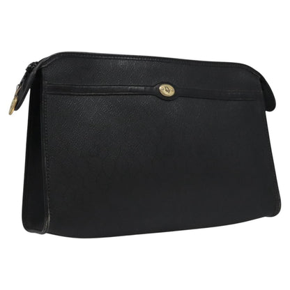 Christian Dior Vintage Honeycomb Zip Pouch Coated Canvas, BLACK, CANVAS, Clutche & pouche