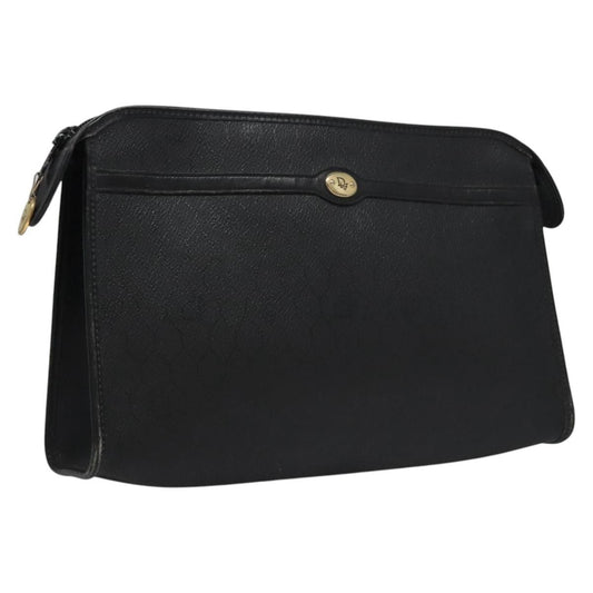 Christian Dior Vintage Honeycomb Zip Pouch Coated Canvas, BLACK, CANVAS, Clutche & pouche