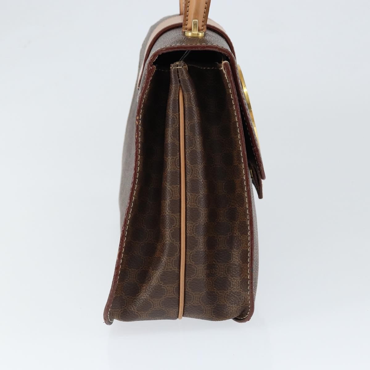 Celine Vintage Macadam Handbag Canvas, BROWN, PVC, Handbag