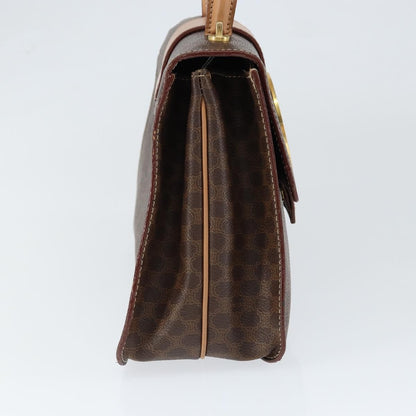 Celine Vintage Macadam Handbag Canvas, BROWN, PVC, Handbag