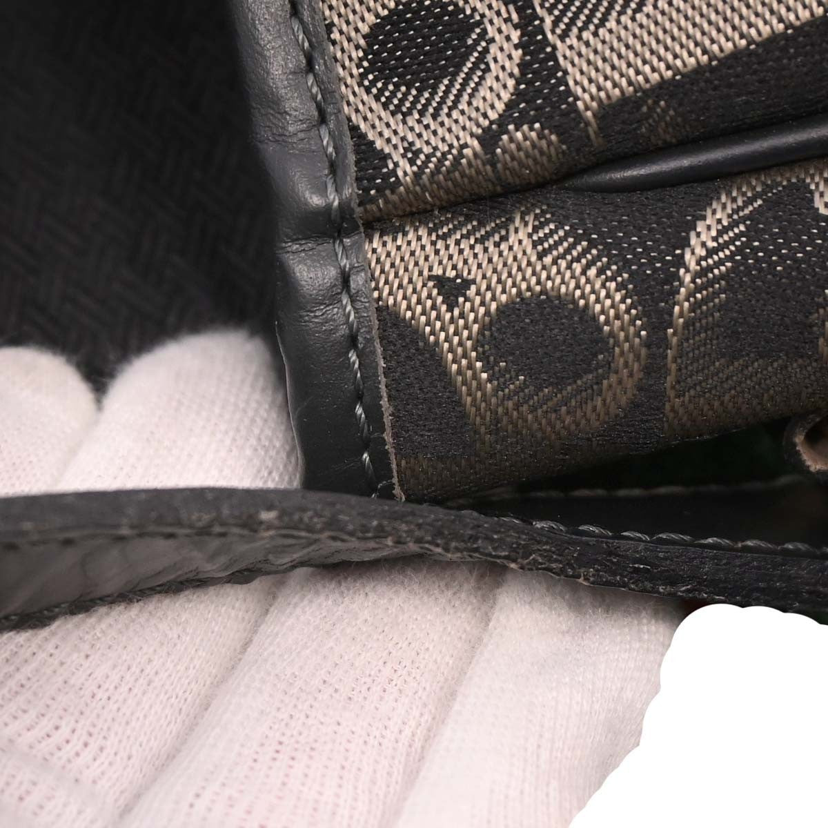 Christian Dior Vintage Trotter Flap Shoulder Bag Diorissimo Canvas, BLACK, CANVAS, Shoulder bag