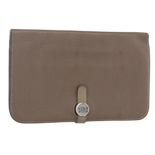 Hermes Dogon Duo Combined Wallet Leather, GRAY, LEATHER, Wallets