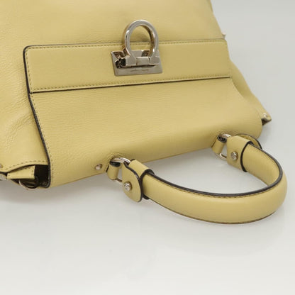 Salvatore Ferragamo Gancini handbag Leather, YELLOW, LEATHER, Handbag