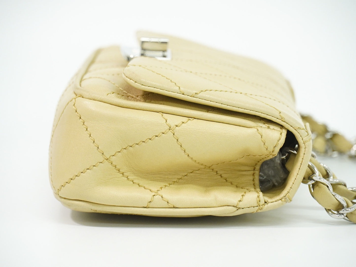 Chanel Reissue 2.55 Flap Bag Quilted Lambskin, BEIGE, LEATHER, Shoulder bag