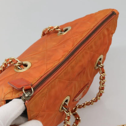 Prada Chain Shoulder Bag Quilted Tessuto, ORANGE, NYLON, Shoulder bag