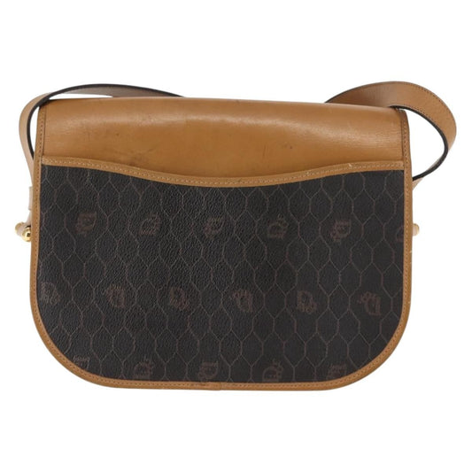 Christian Dior Vintage Honeycomb Shoulder Bag Canvas and Leather, BROWN, CANVAS, Shoulder bag