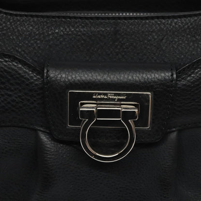 Salvatore Ferragamo Gancini handbag Leather, BLACK, LEATHER, Handbag