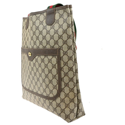 Gucci Vintage Web Strap Tote GG Coated Canvas, BEIGE, PVC, Tote bag