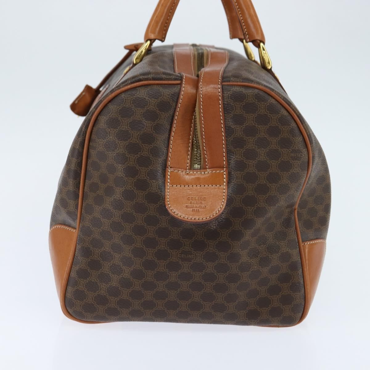 Celine Vintage Boston Bag Macadam Coated Canvas, BROWN, CANVAS, Travel bag