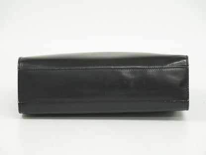 Celine Gancini Handbag Leather, BLACK, LEATHER, Handbag