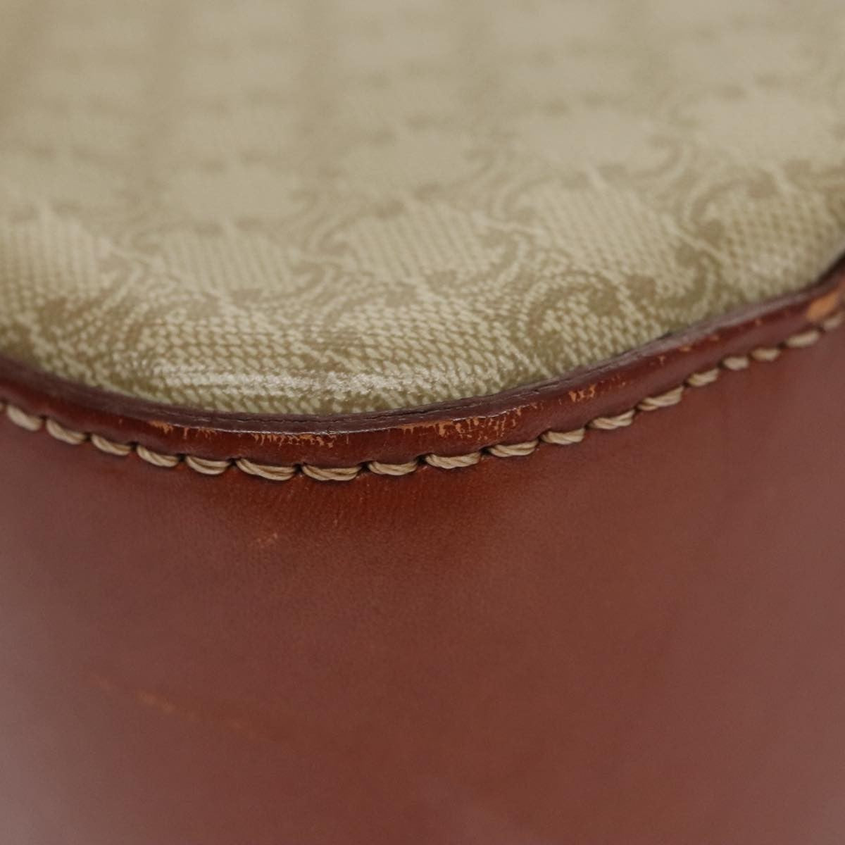 Celine Vintage Convertible Top Handle Bag Macadam Coated Canvas, BEIGE, CANVAS, Handbag