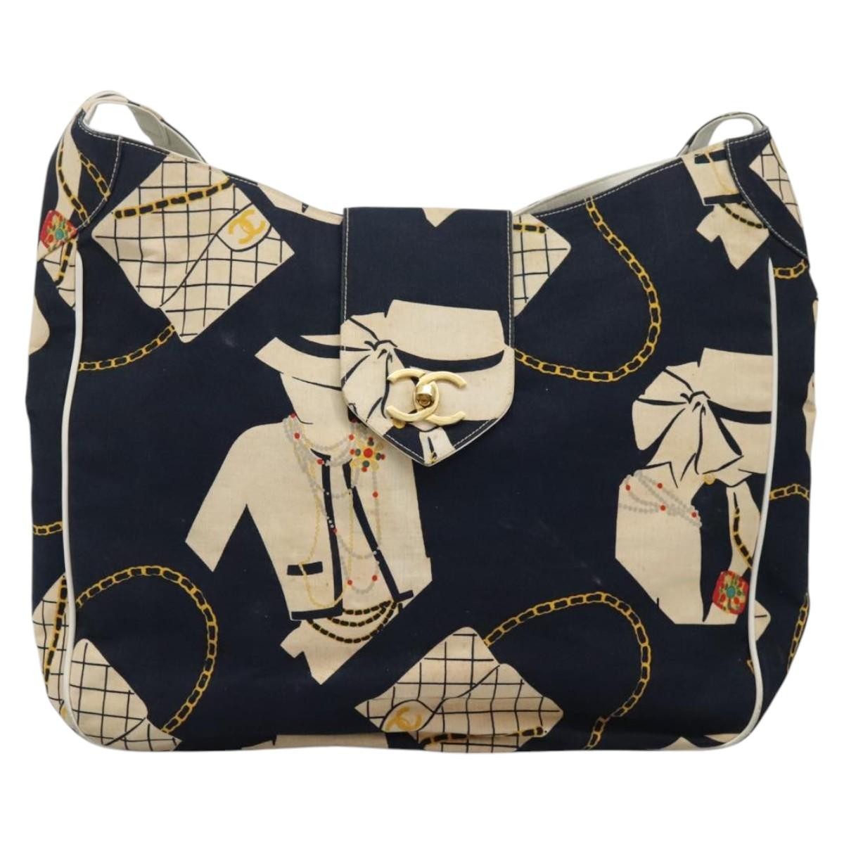 Chanel Miss Mademoiselle Shoulderbag Canvas, NAVY, CANVAS, Shoulder bag