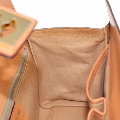 Celine Vintage Macadam Handbag Canvas and Leather, BROWN, CANVAS, Handbag