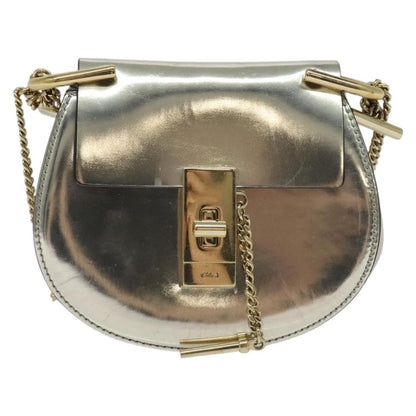 Chloe Drew Shoulder Bag Leather, SILVER, LEATHER, Shoulder bag