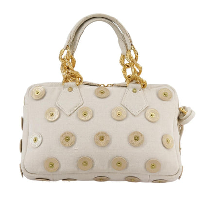 Louis Vuitton Polka Dot Panama Bowly Handbag Embellished Canvas, WHITE, CANVAS, Handbag
