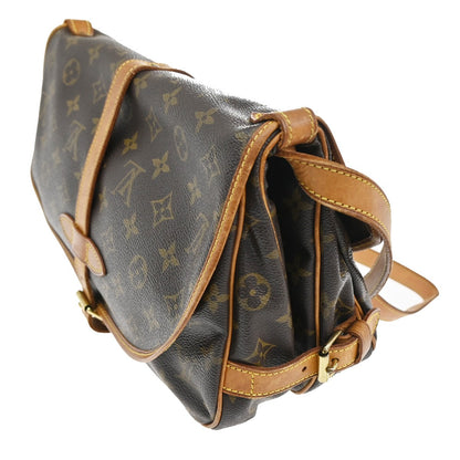 Louis Vuitton Saumur Handbag Monogram Canvas, BROWN, CANVAS, Shoulder bag