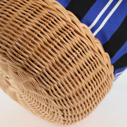 Prada Drawstring Bucket Bag Canvas and Wicker, BLUE, CANVAS, Handbag