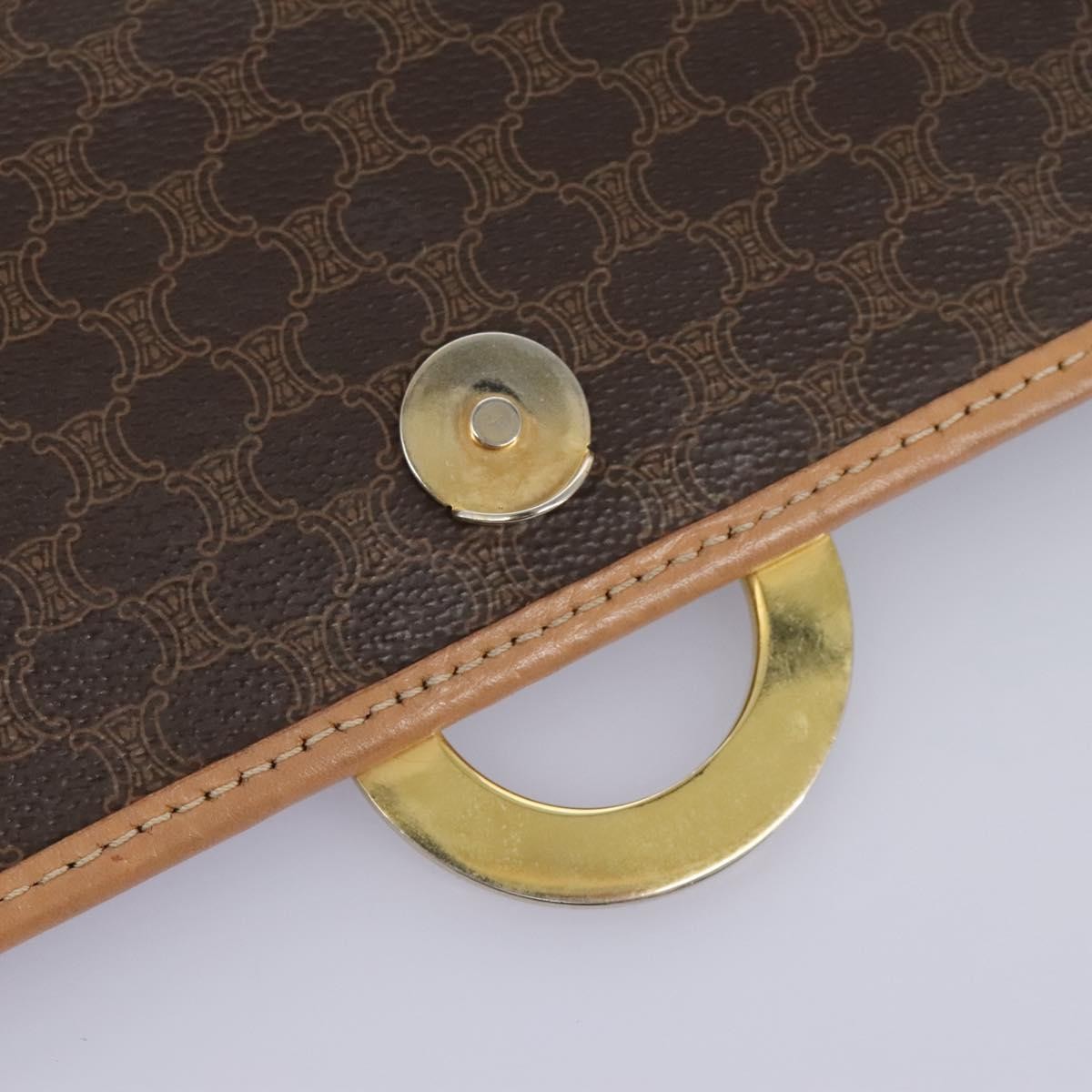 Celine Vintage Macadam Shoulder Bag Canvas, BROWN, CANVAS, Shoulder bag