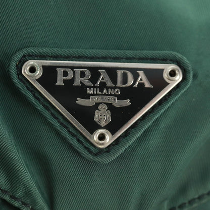 Prada Vela Double Front Pocket Backpack Tessuto with Saffiano Leather, GREEN, NYLON, Backpack