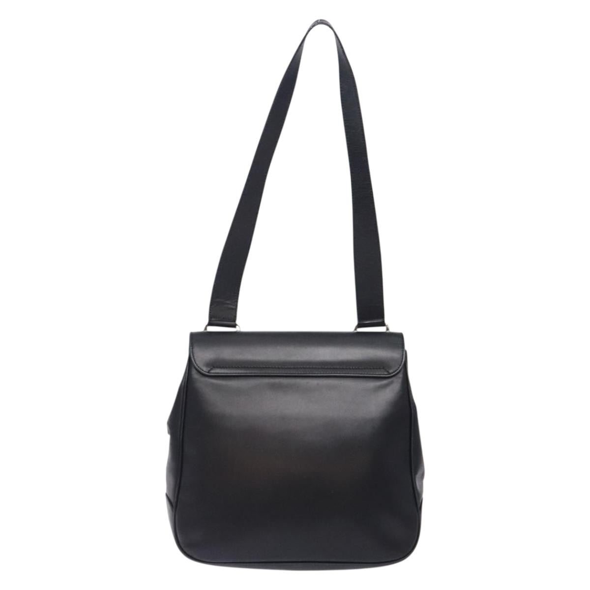 Salvatore Ferragamo Gancini Shoulder Bag Leather, BLACK, LEATHER, Shoulder bag