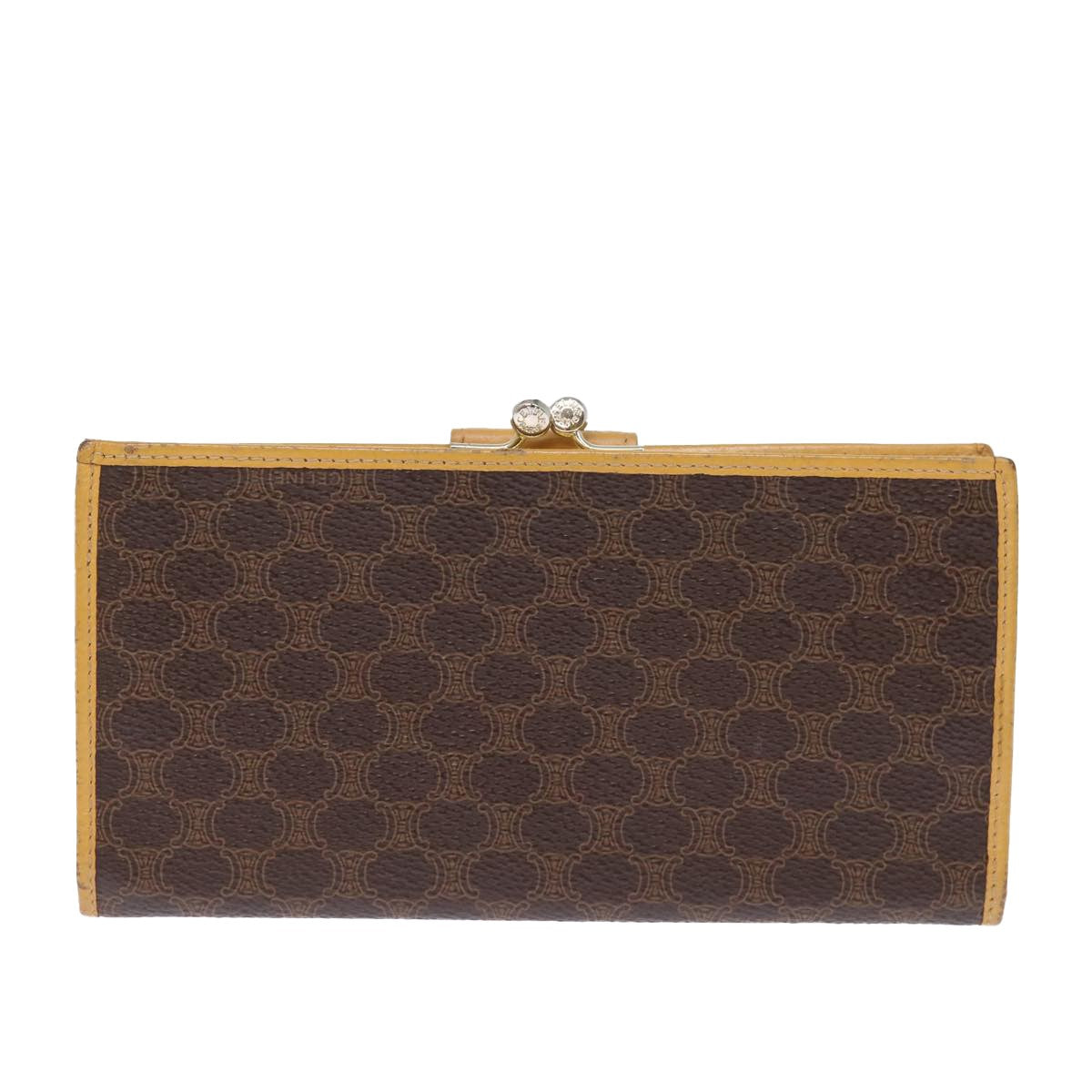 Celine Bifold Flat Wallet Leather, BROWN, CANVAS, Wallets