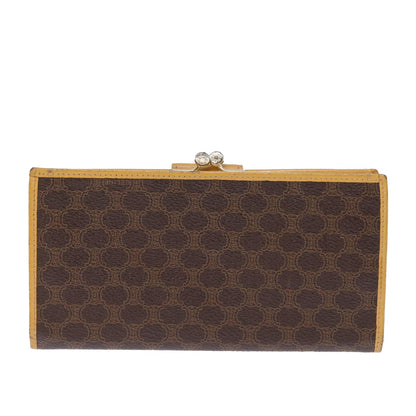 Celine Bifold Flat Wallet Leather, BROWN, CANVAS, Wallets