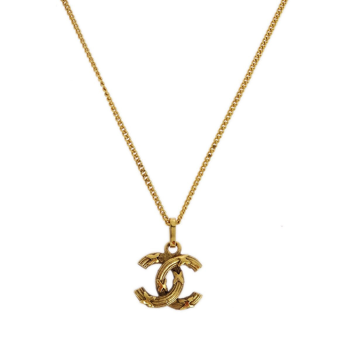 Chanel CC Logo Pendant Necklace Metal, GOLD, GOLD_PLATED, Necklace