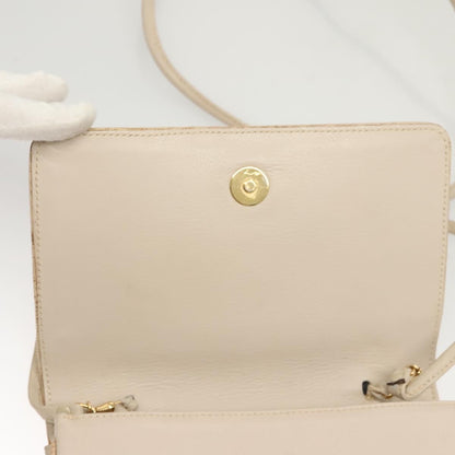 Celine Flap Shoulder Bag Leather, BEIGE, LEATHER, Shoulder bag