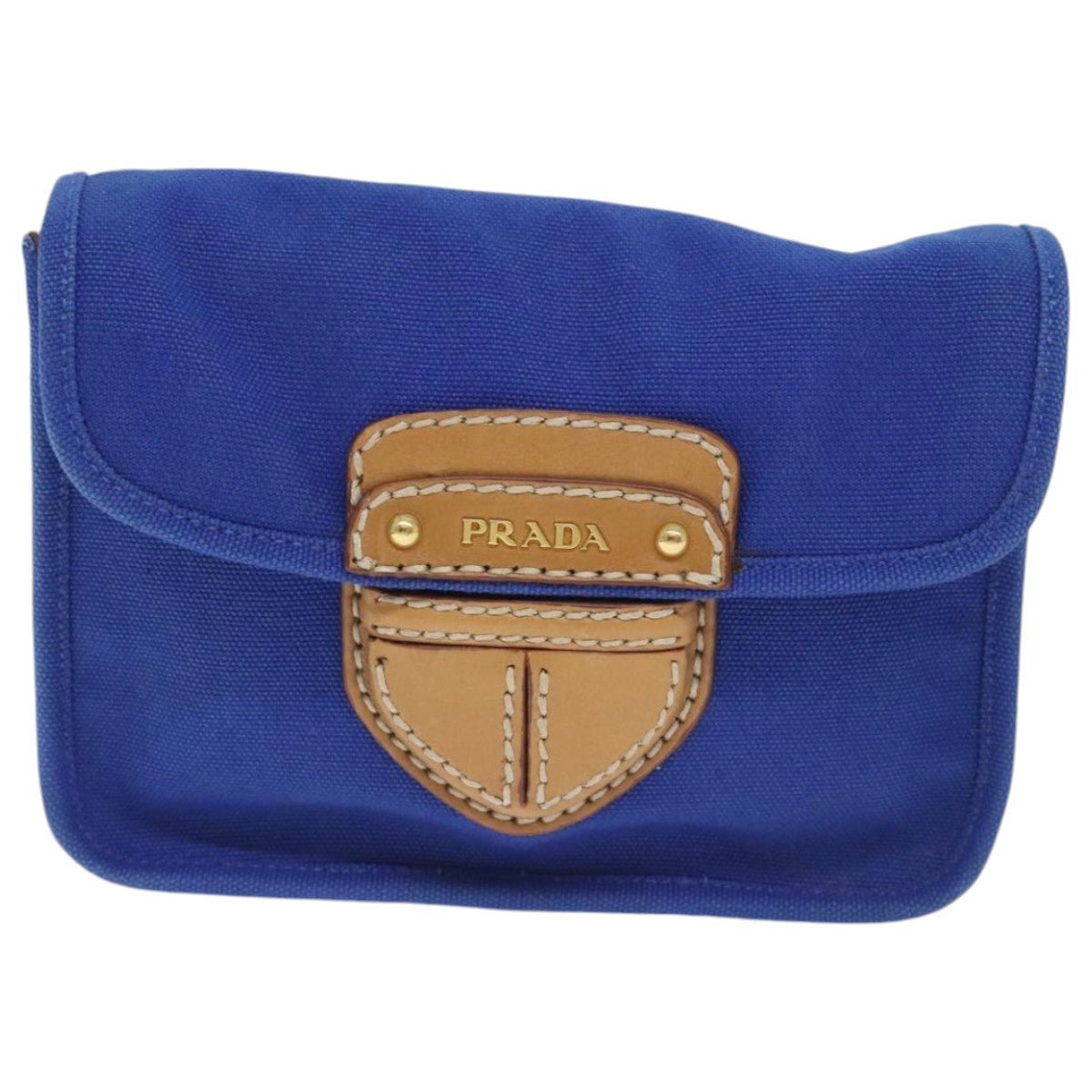 Prada Push Lock Flap Shoulder Bag Canvas, BLUE, CANVAS, Shoulder bag