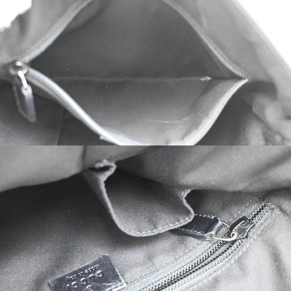 Gucci Zip Messenger Bag GG Canvas with Perforated Leather, BLACK, CANVAS, Shoulder bag