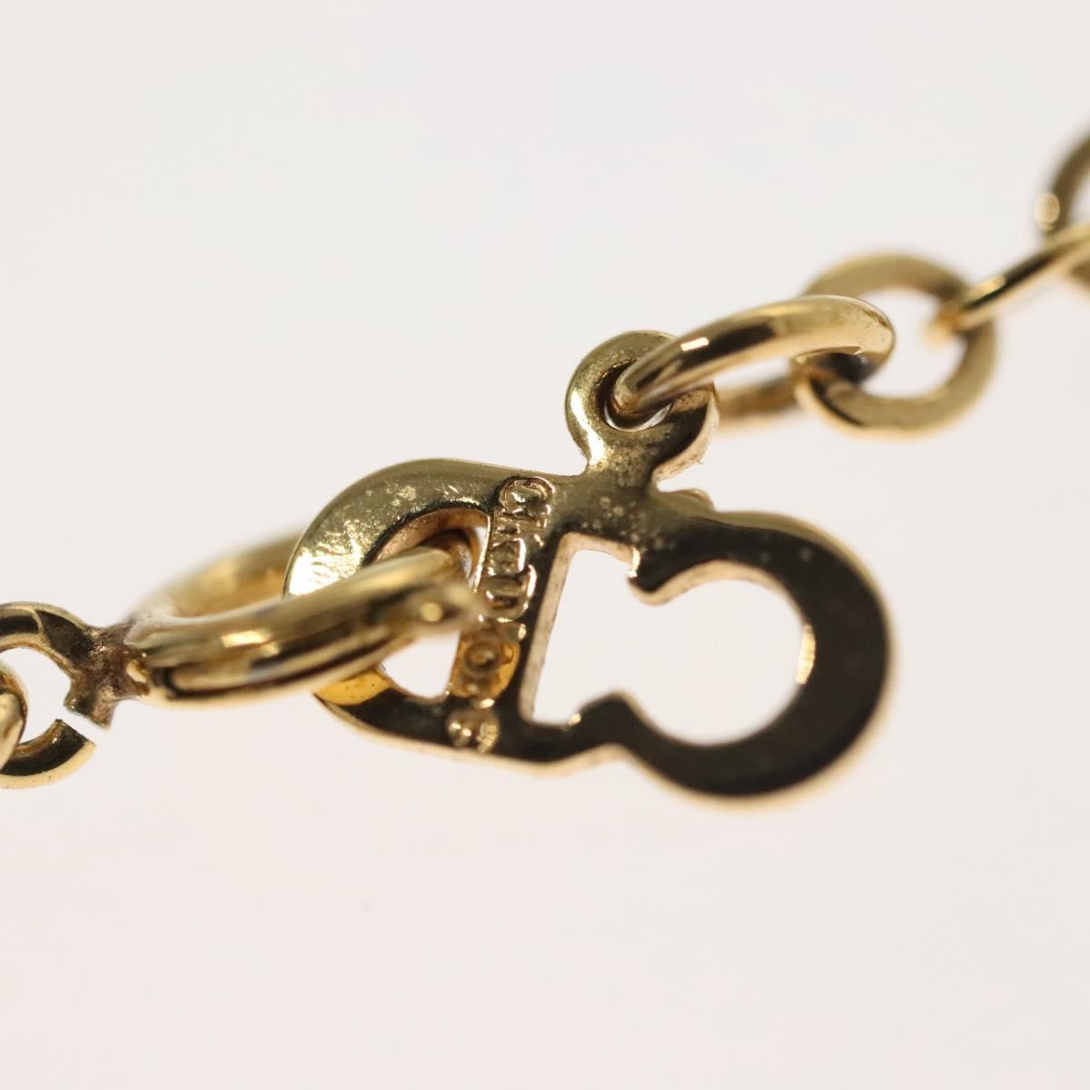 Christian Dior Logo Heart Pendant Necklace Metal with Crystal, GOLD, METAL, Necklace