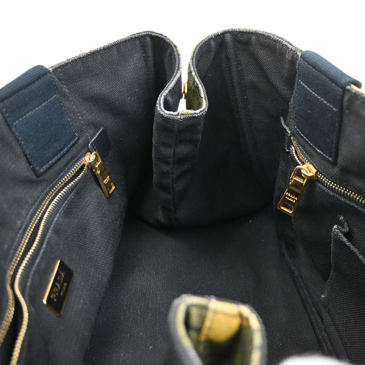 Prada Canapa Tote Printed Canvas, GREEN, CANVAS, Tote bag