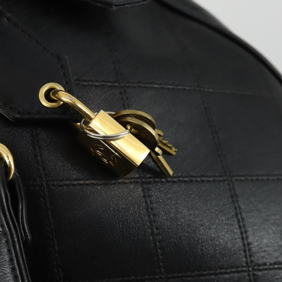 Chanel Vintage Diamond Stitch Boston Bag Quilted Lambskin, BLACK, LEATHER, Travel bag
