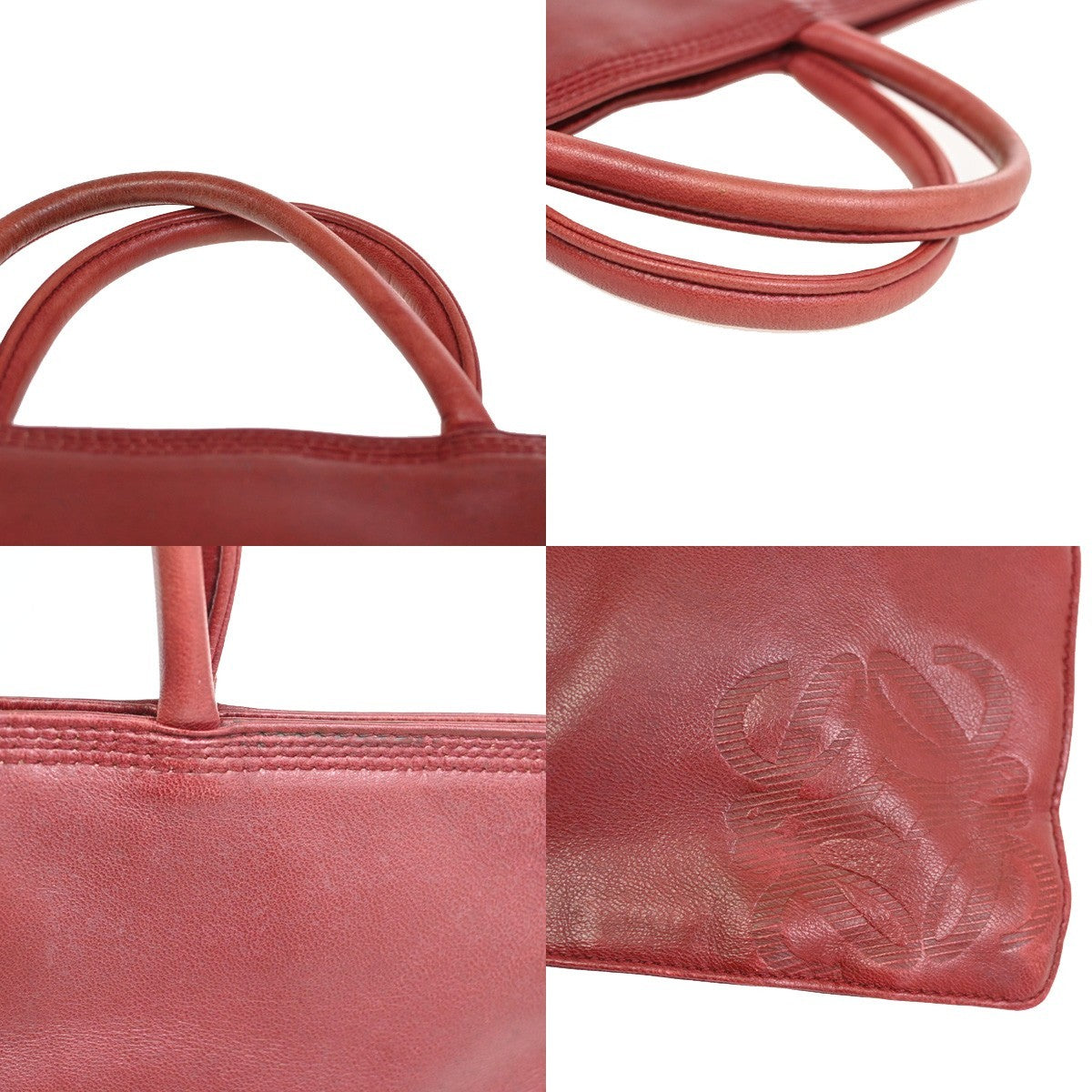 Loewe Vintage Anagram Tote Leather, RED, LEATHER, Tote bag
