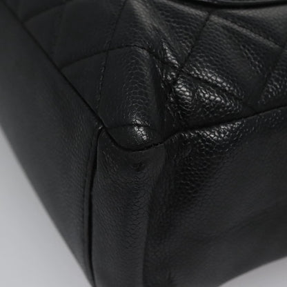 Chanel Petite Shopping Tote Quilted Caviar, BLACK, LEATHER, Tote bag