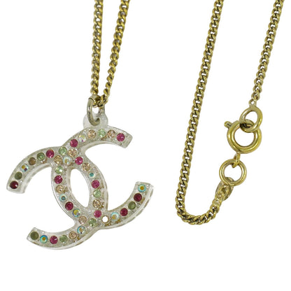 Chanel Rainbow CC Pendant Necklace Metal and Crystals, GOLD, GOLD_PLATED, Necklace