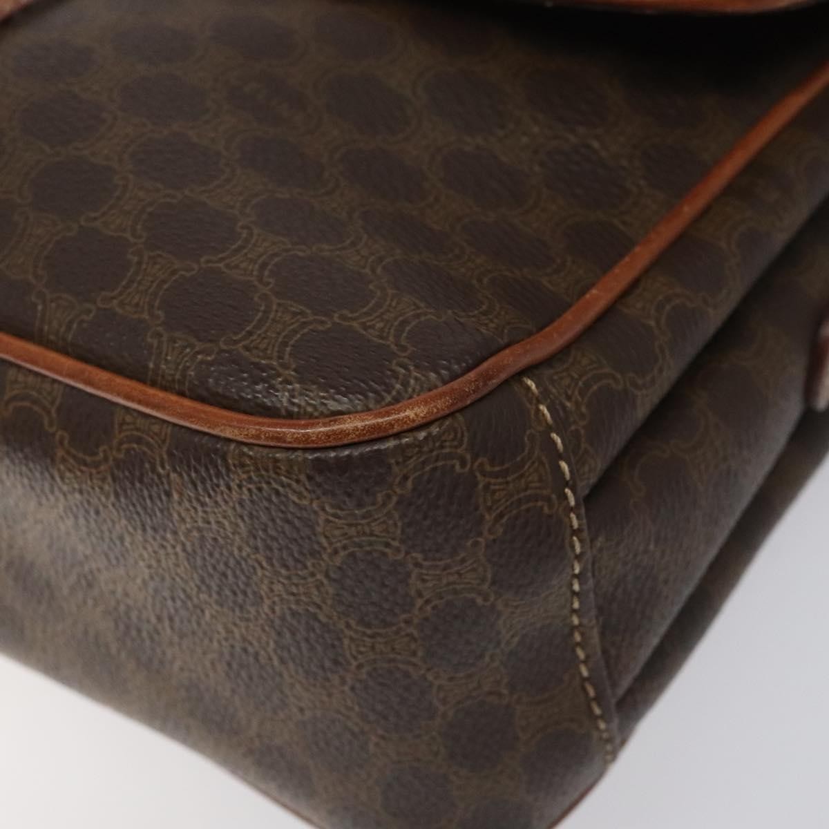 Celine Vintage Macadam Shoulder Bag Canvas and Leather, BROWN, CANVAS, Shoulder bag