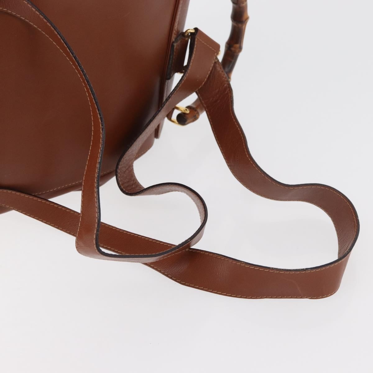 Gucci Vintage Bamboo Backpack Leather, Brown, Leather, Backpack