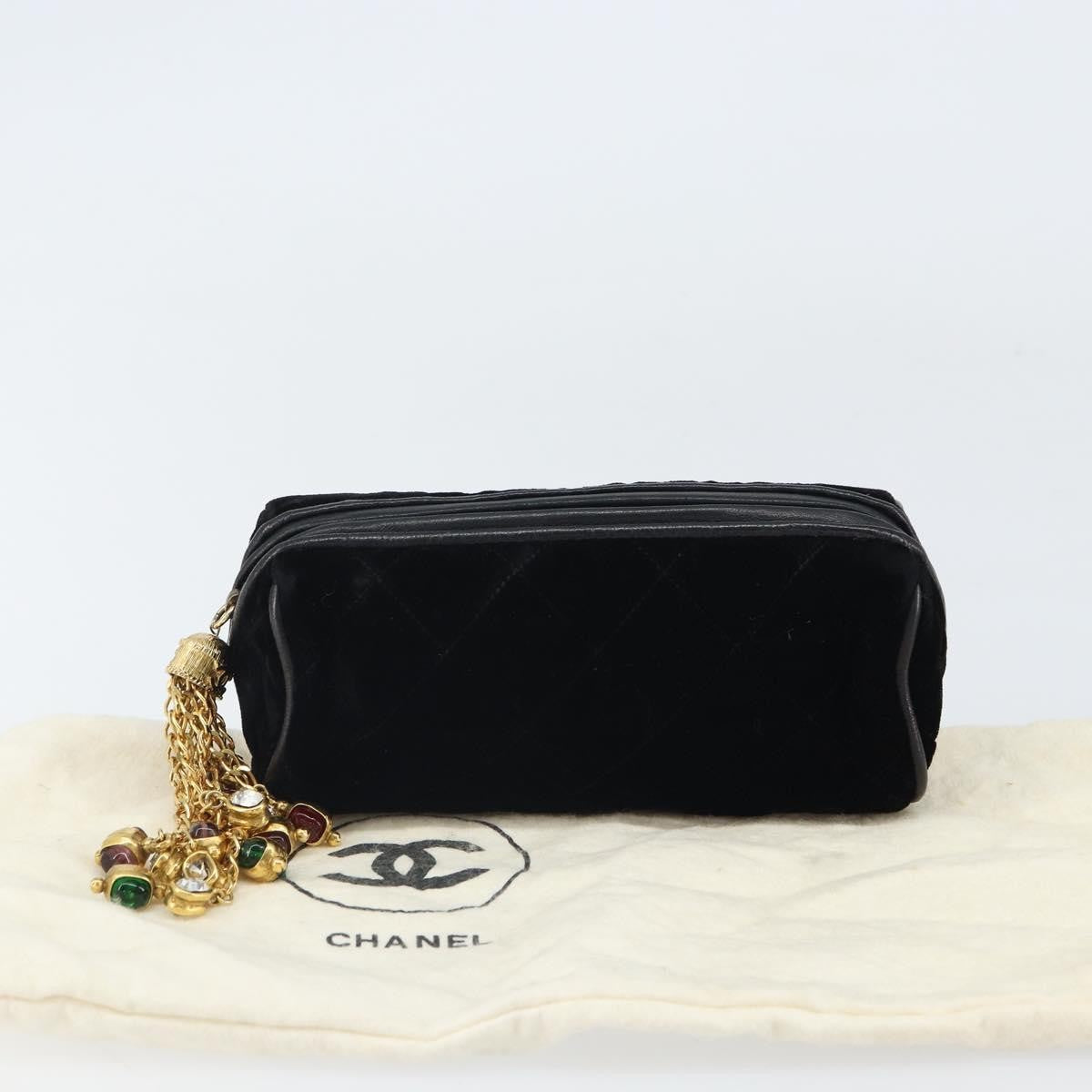 Chanel Vintage gripoix Clutch Velvet, Black, Velvet, Clutch