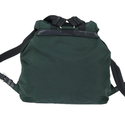 Prada Vela Double Front Pocket Backpack Tessuto with Saffiano Leather, Khaki, Nylon, Backpack