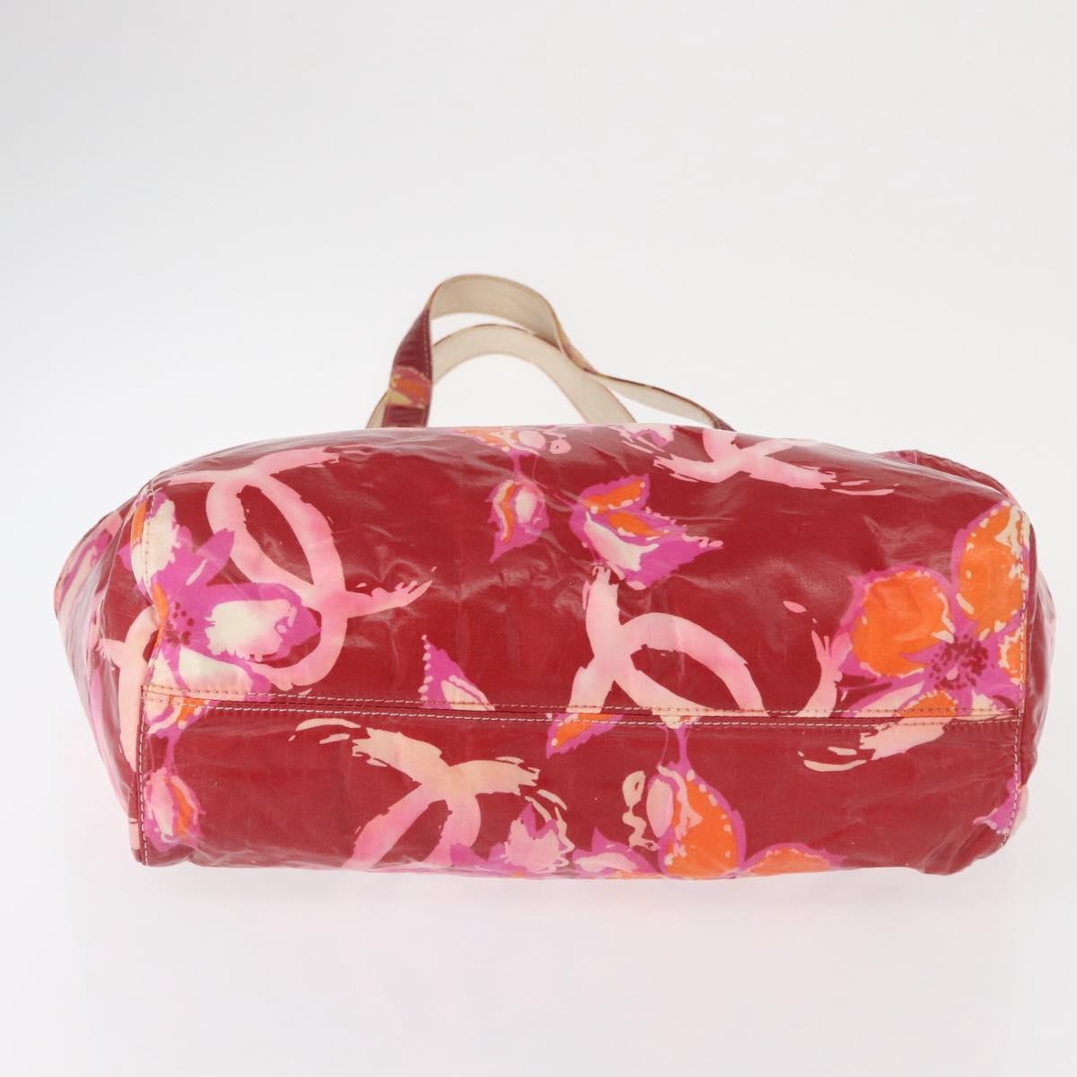 Chanel Vintage Floral Tote Canvas, RED, CANVAS, Tote bag