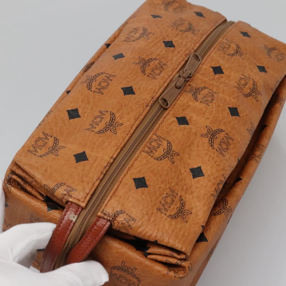 MCM Visetos pouch PVC, BROWN, PVC, Clutche & pouche