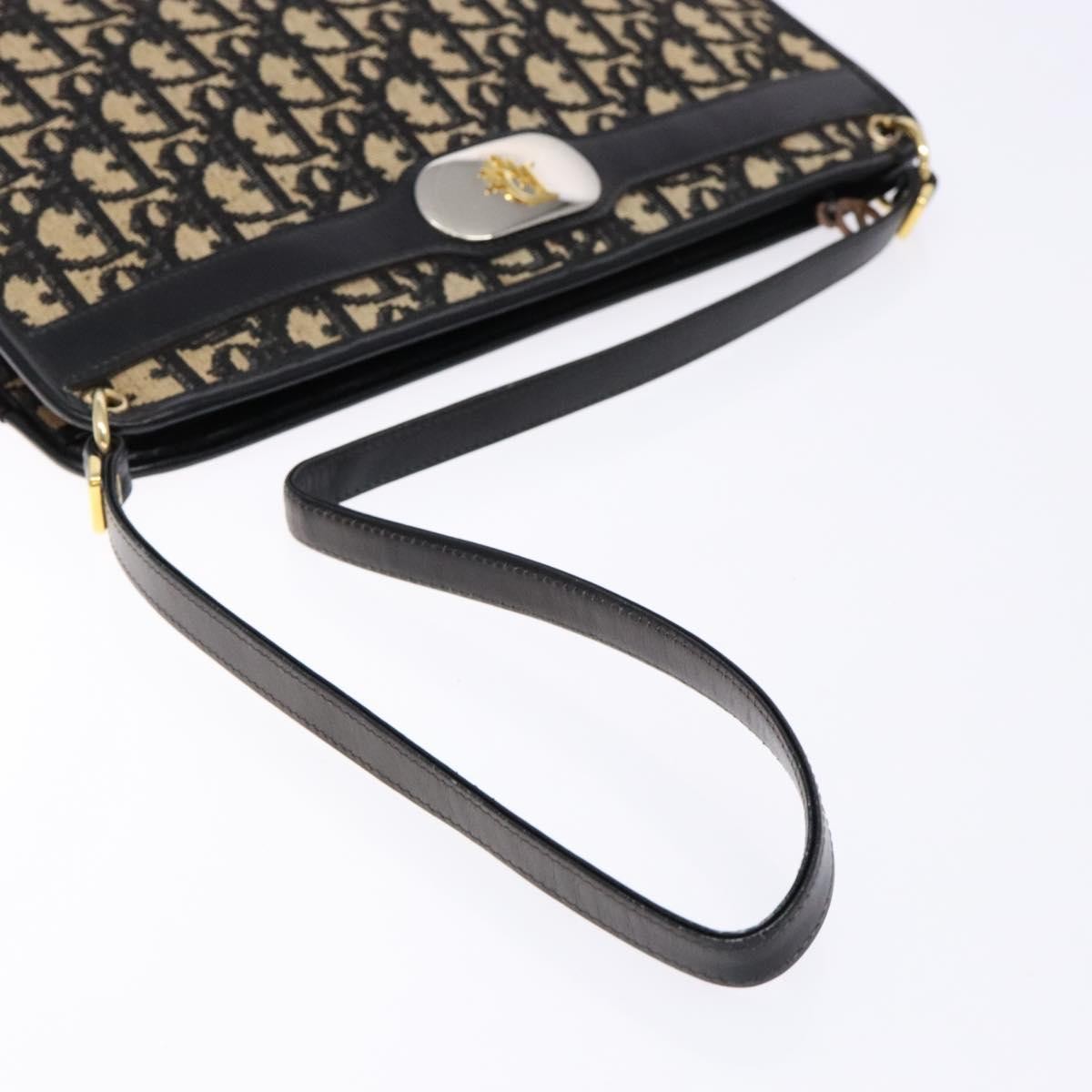 Christian Dior Vintage Trotter Shoulder Bag Canvas, NAVY, CANVAS, Shoulder bag