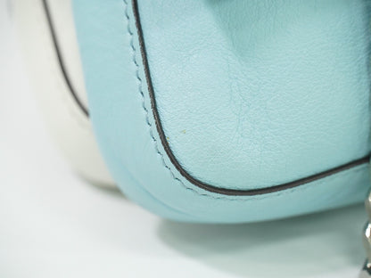 Fendi Double Baguette Embroidered Studded Leather, WHITE, LEATHER, Shoulder bag