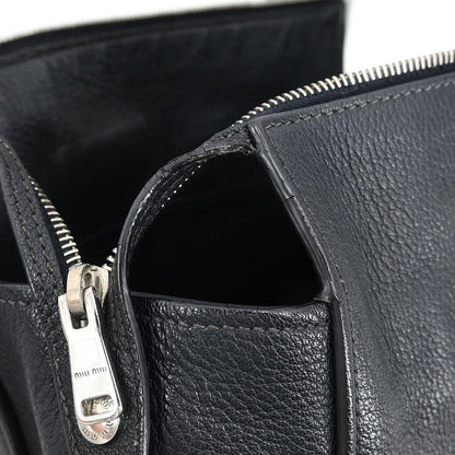 Miu Miu Tote bag Nylon, BLACK, LEATHER, Handbag